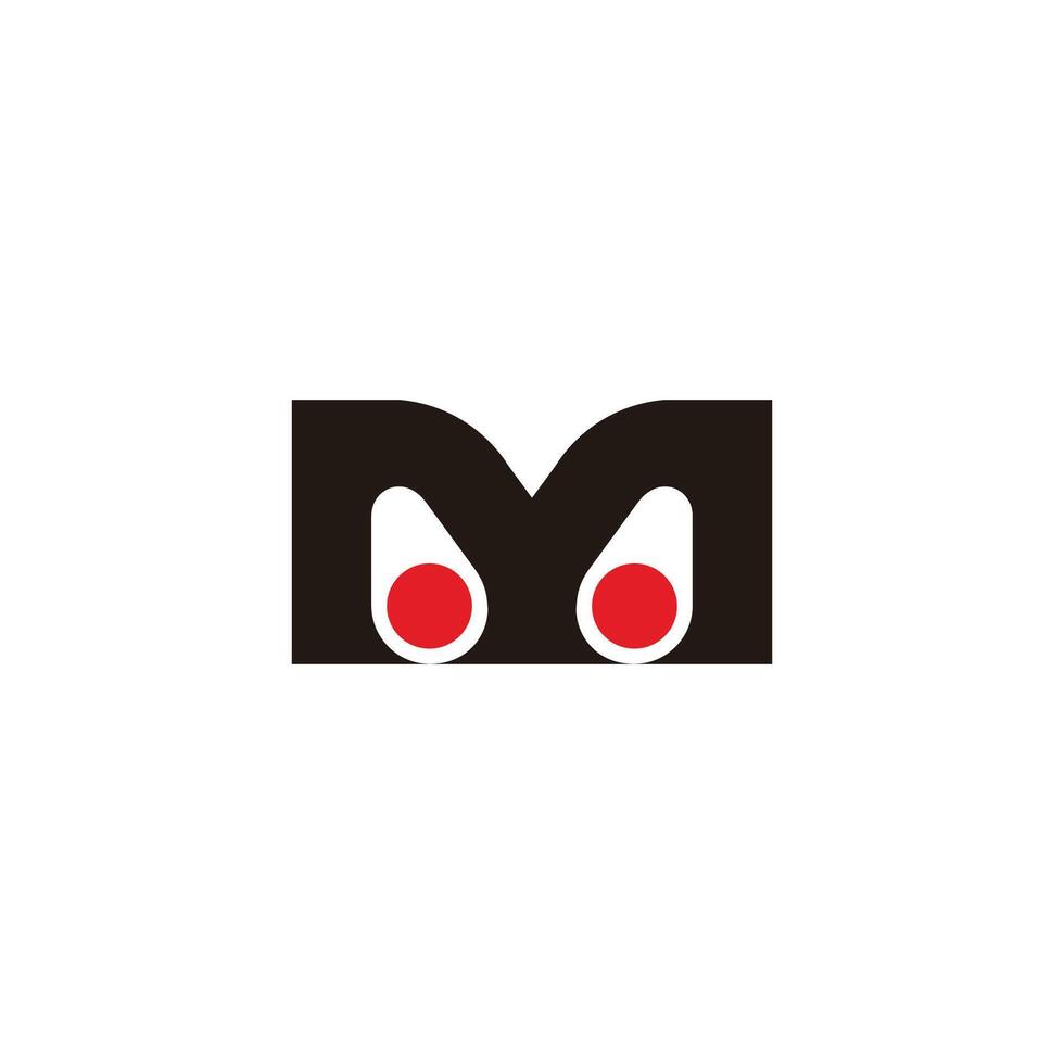 letter m red button simple abstract logo vector