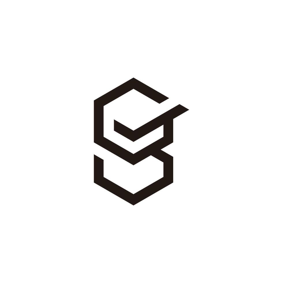 letter gs box check mark simple geometric logo vector