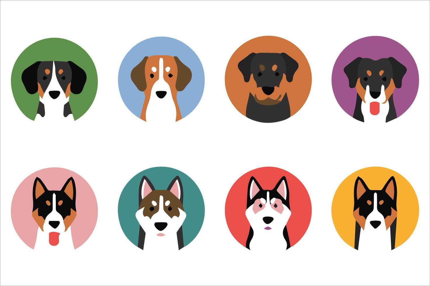 A cute dog circle logo of illustrations vector