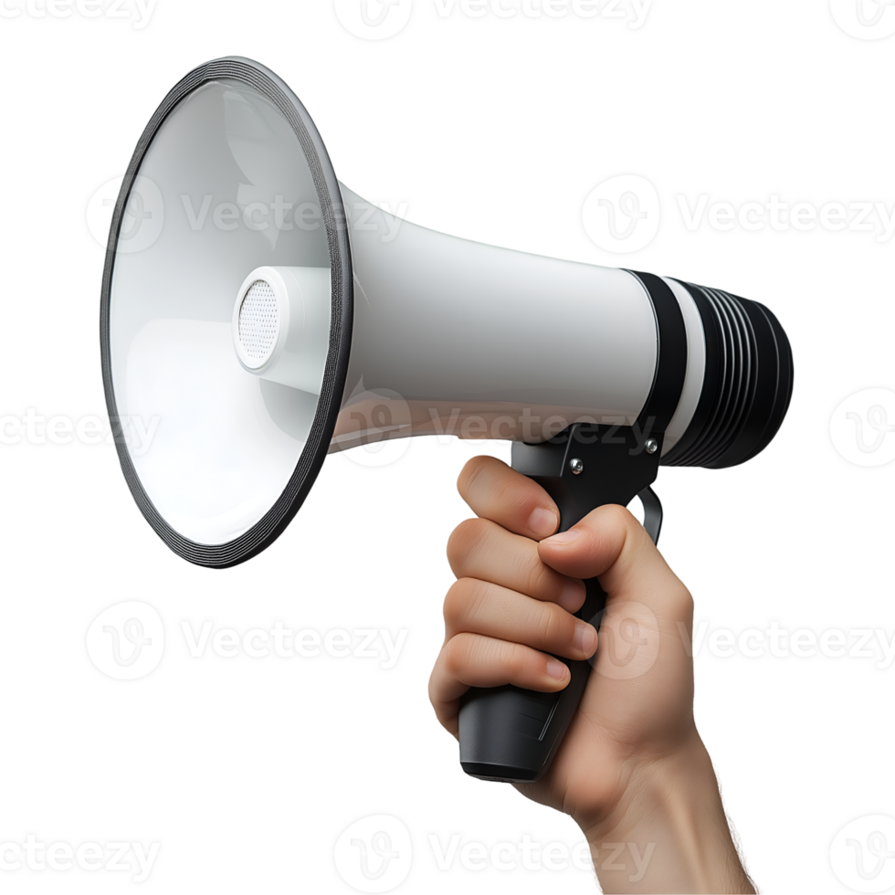 Hand Holding a Megaphone A Loud and Clear Message, Isolated on Transparent Background, High-Resolution png