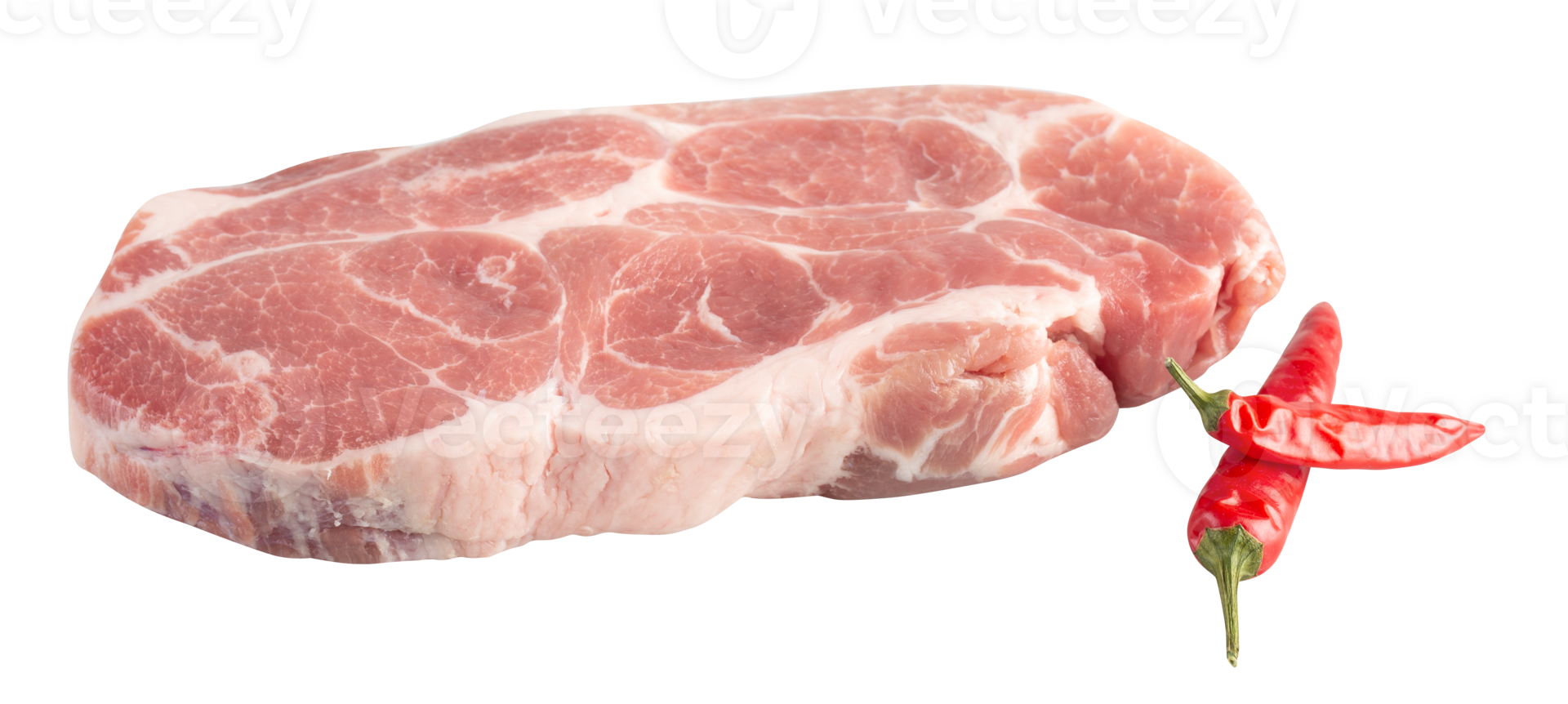 Pieces of fresh pork with fat inserted cut out isolated transparent background png