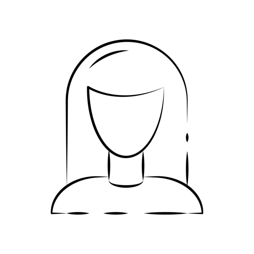 avatar icon silhouette of a girl editable on a white background. vector