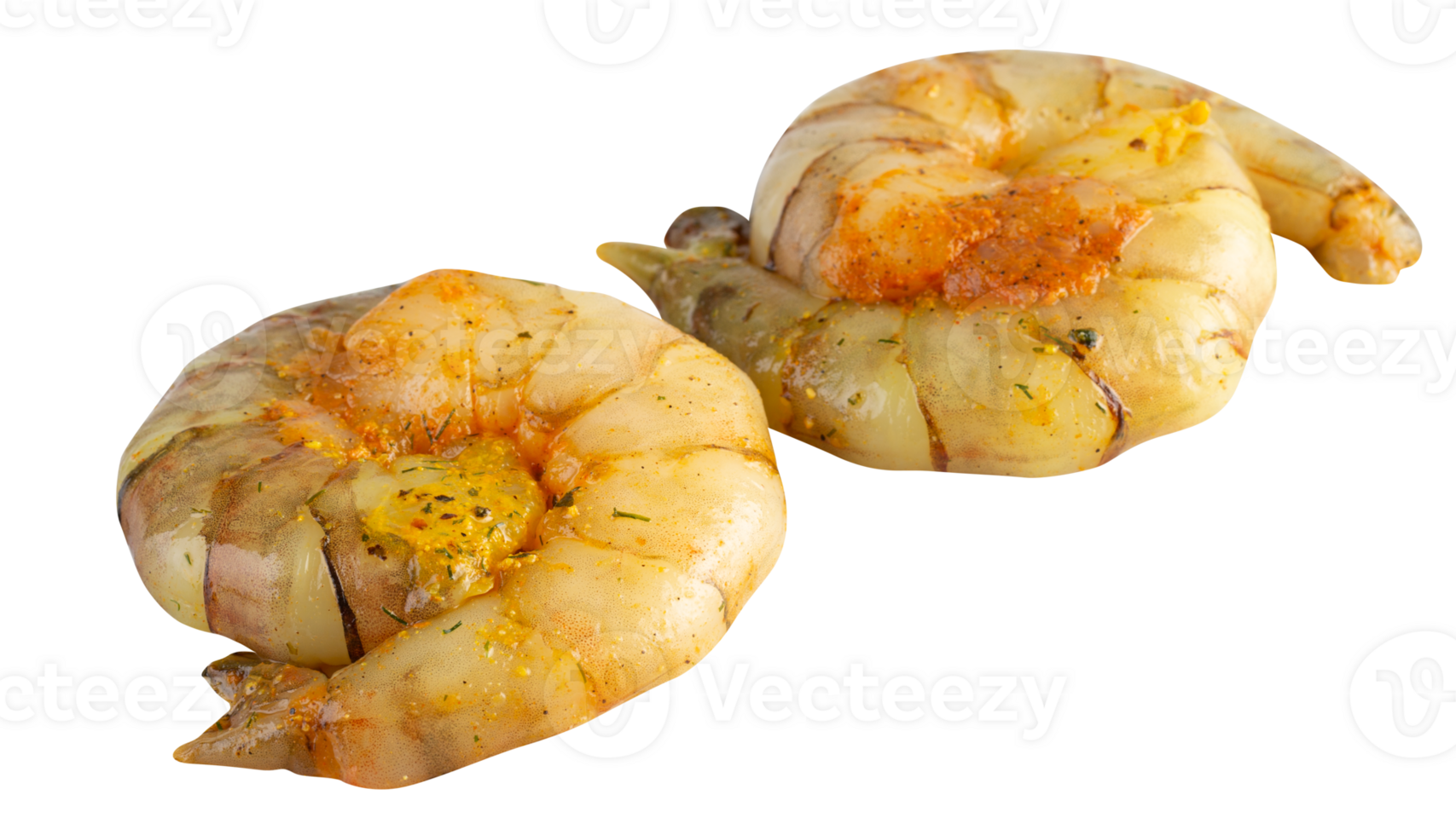 Fresh shrimp marinated in sauce cut out isolated transparent background png
