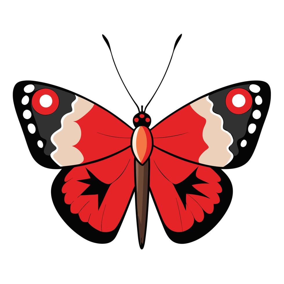 A red butterfly with black spots on its wings vector