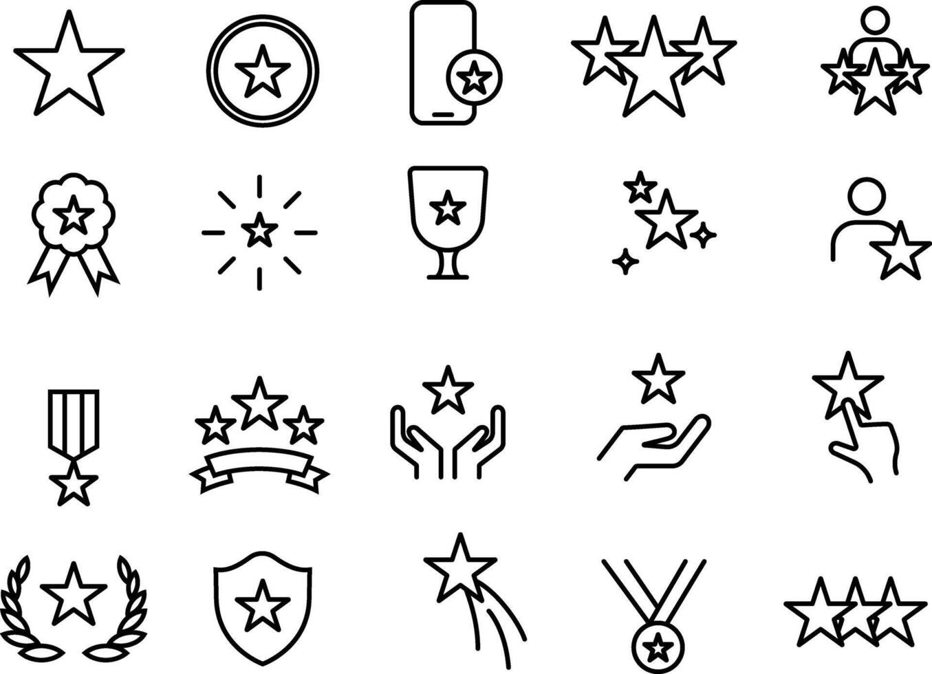 Star Reward Icon Set vector
