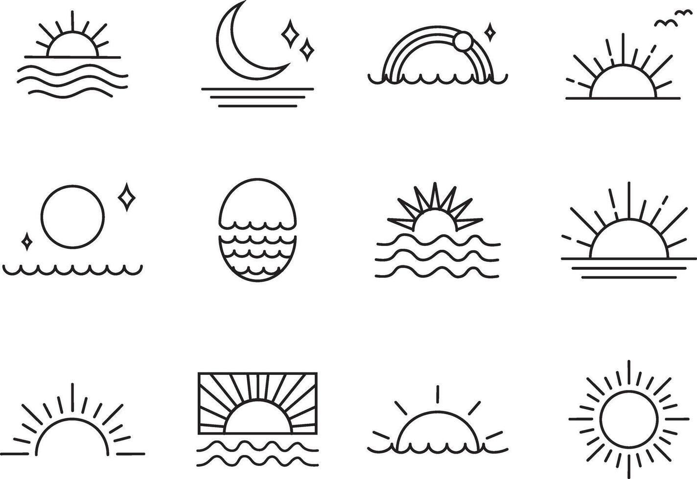 Sun Icon Set vector