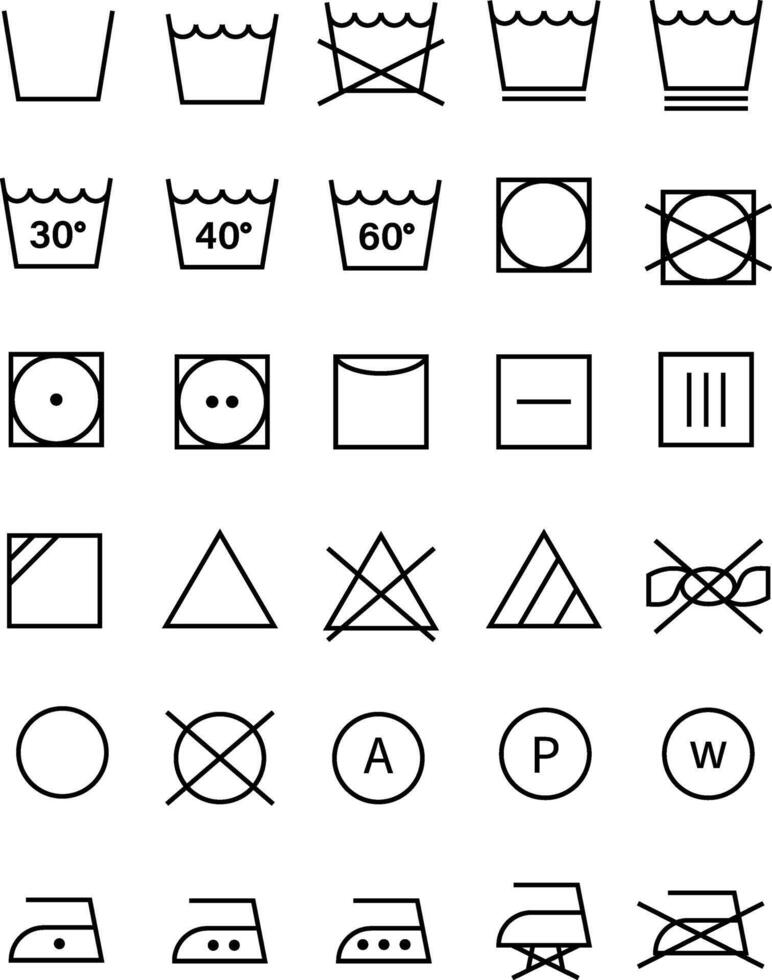 Laundry Symbols, Laundry Icon set vector