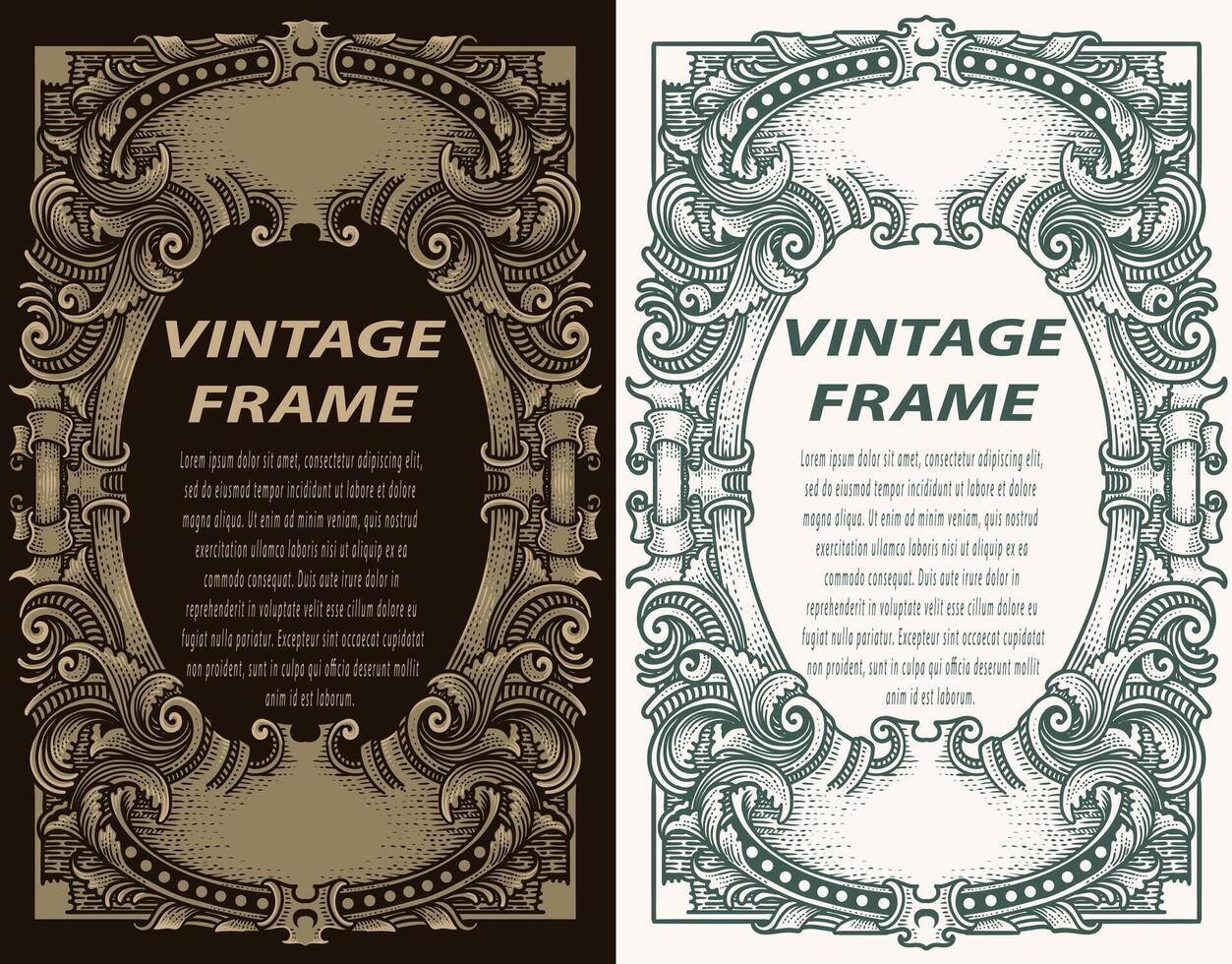 Vintage set retro cards. Template greeting card border wedding invitation. vector