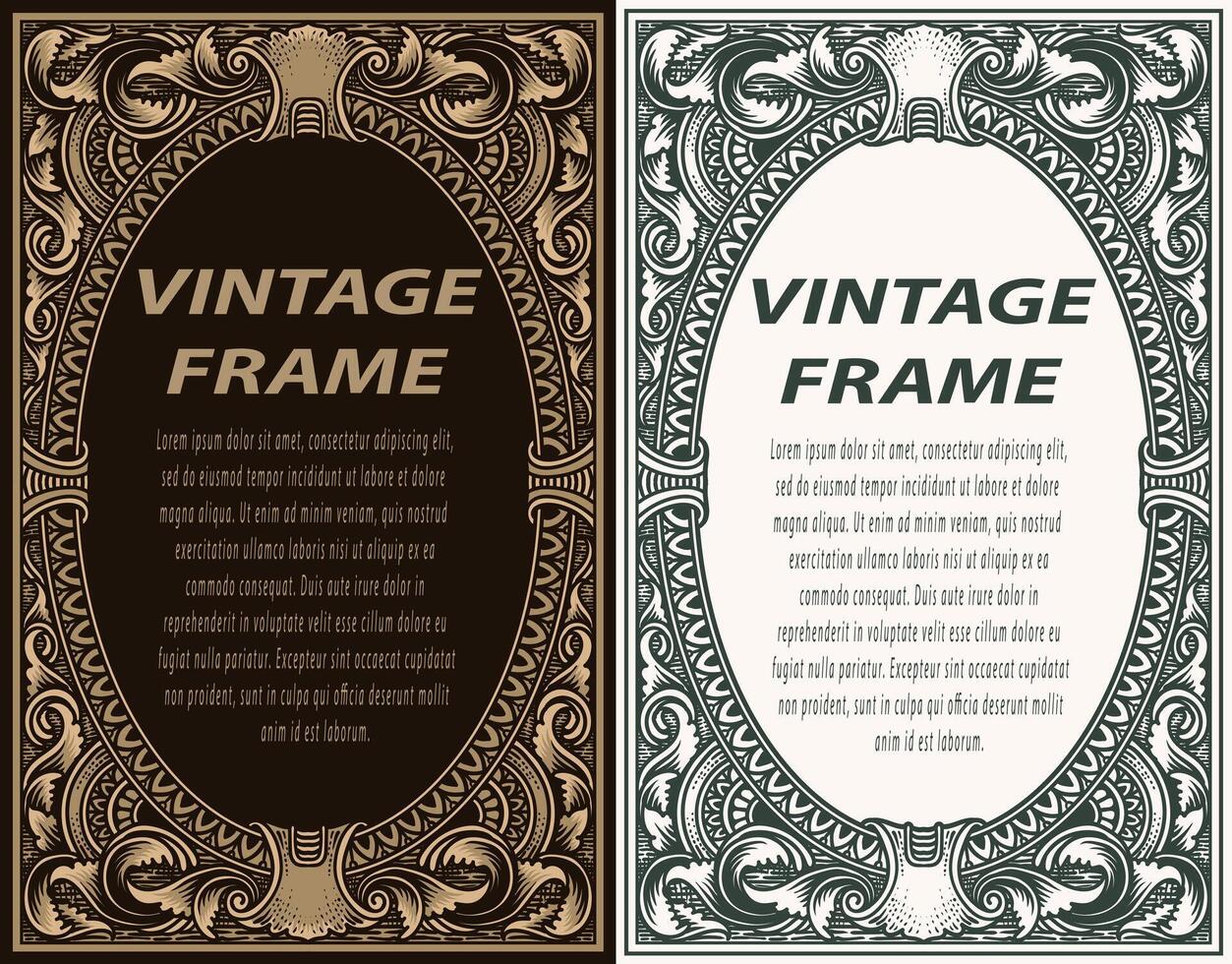 Baroque mirror frame. Imperial decor design elements. Rich engraved ornaments vector