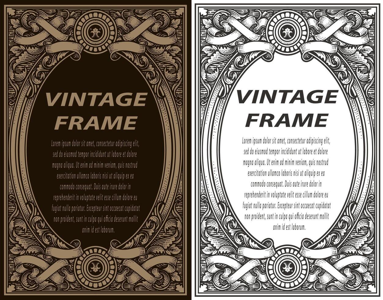 illustration antique engraving frame monochrome style - design vector
