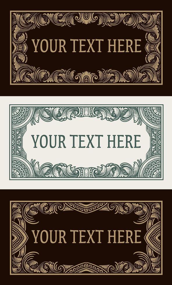 Set of baroque mirror frame. Imperial decor design elements. Rich engraving ornaments vector