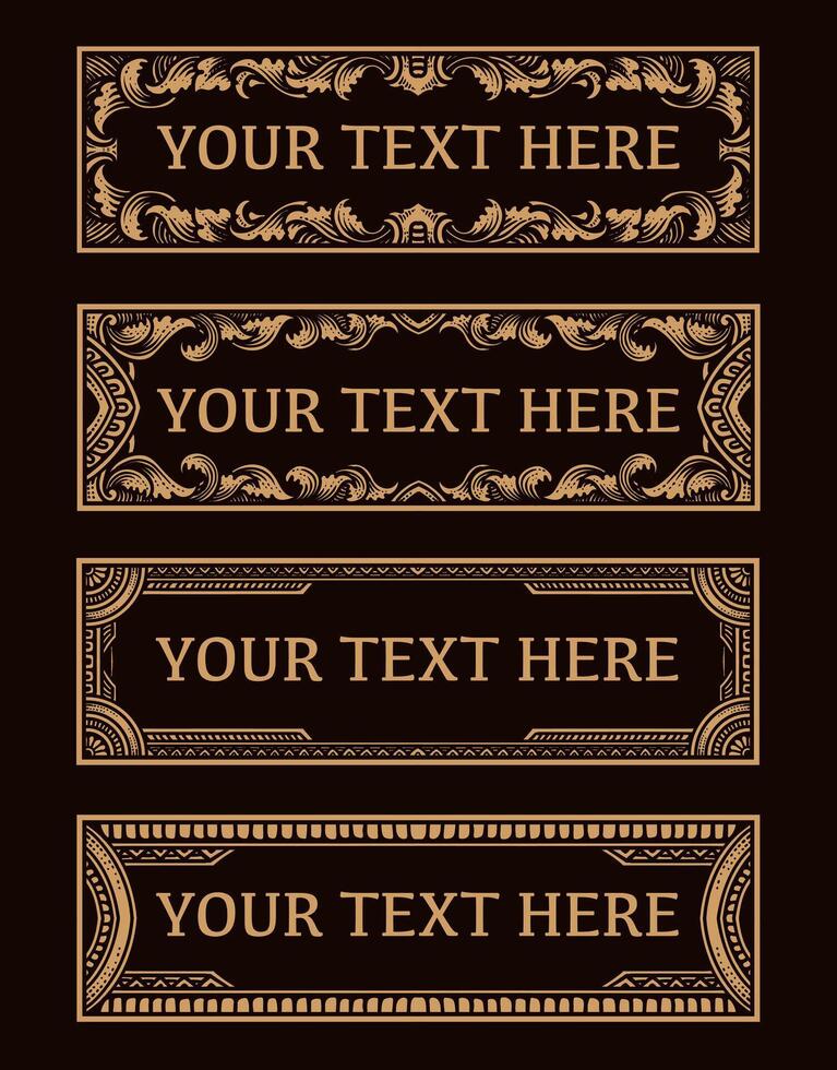 Vintage Set. Floral engraving ornament frame vector