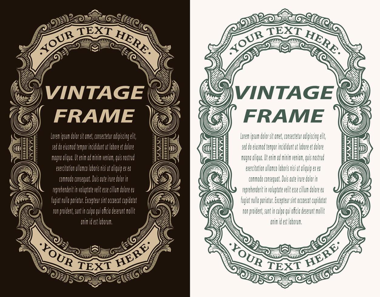 Vintage frames in baroque antique style. engraving retro frames ornament - design vector