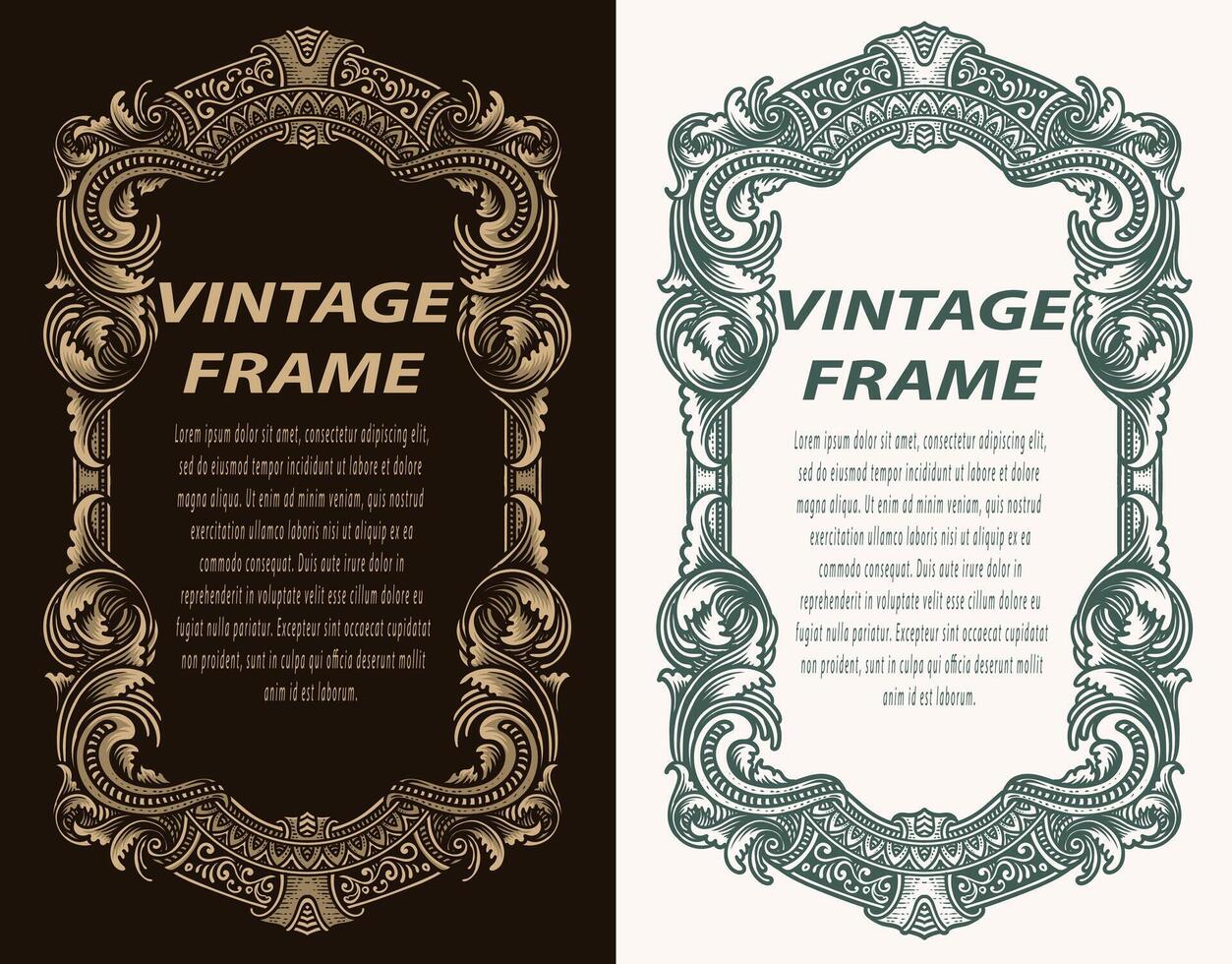 illustration antique engraving frame monochrome style vector