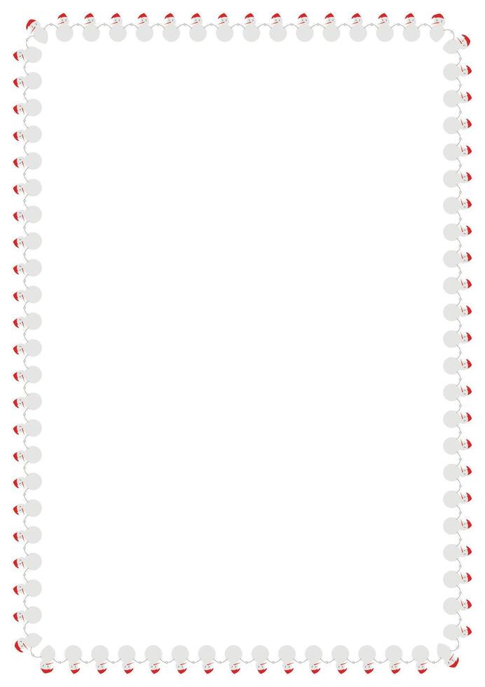 Christmas worksheet frame, snowman, ice crystals on white background vector