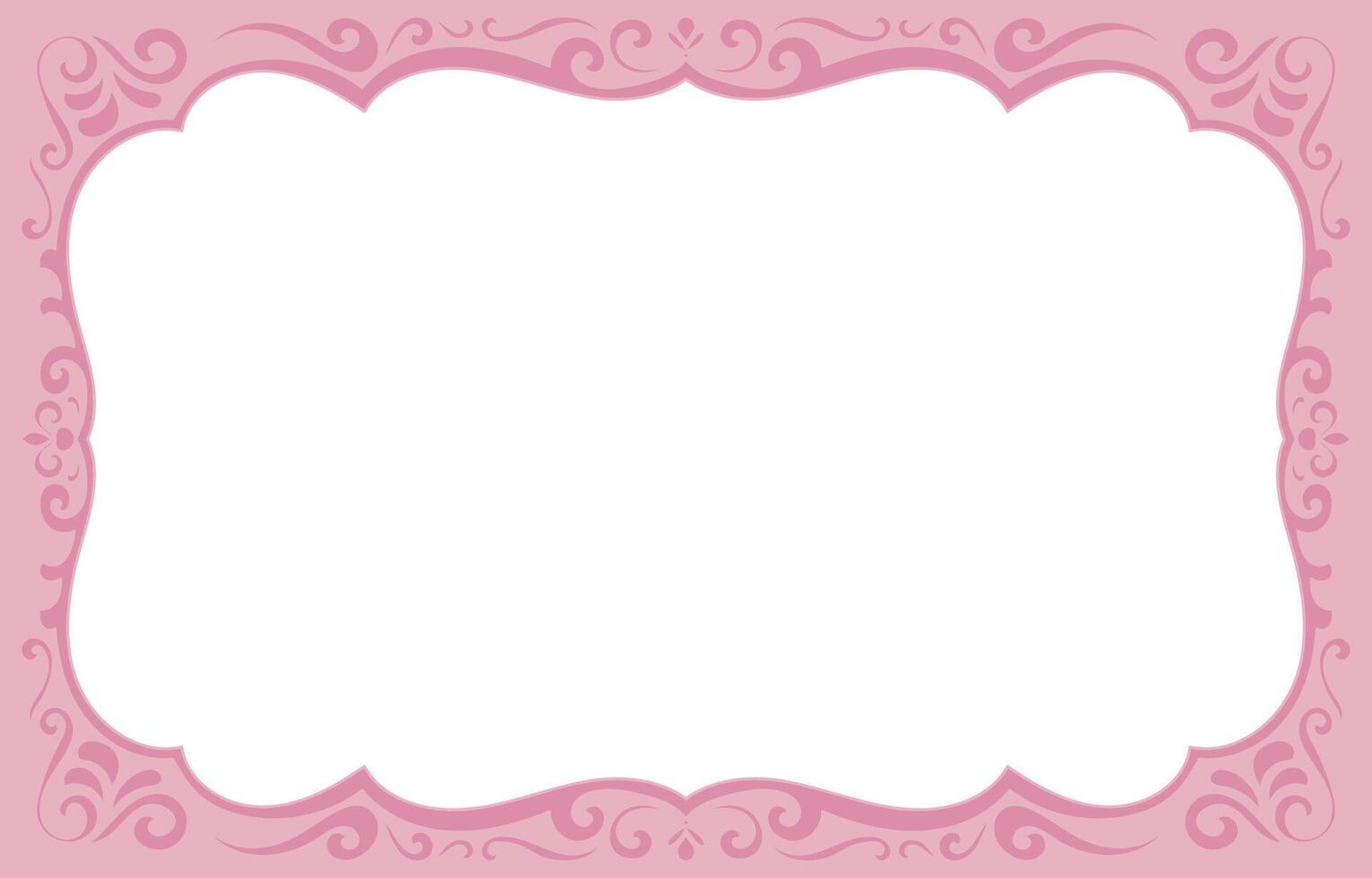 Vintage pink wedding card frame, free space for photos. vector
