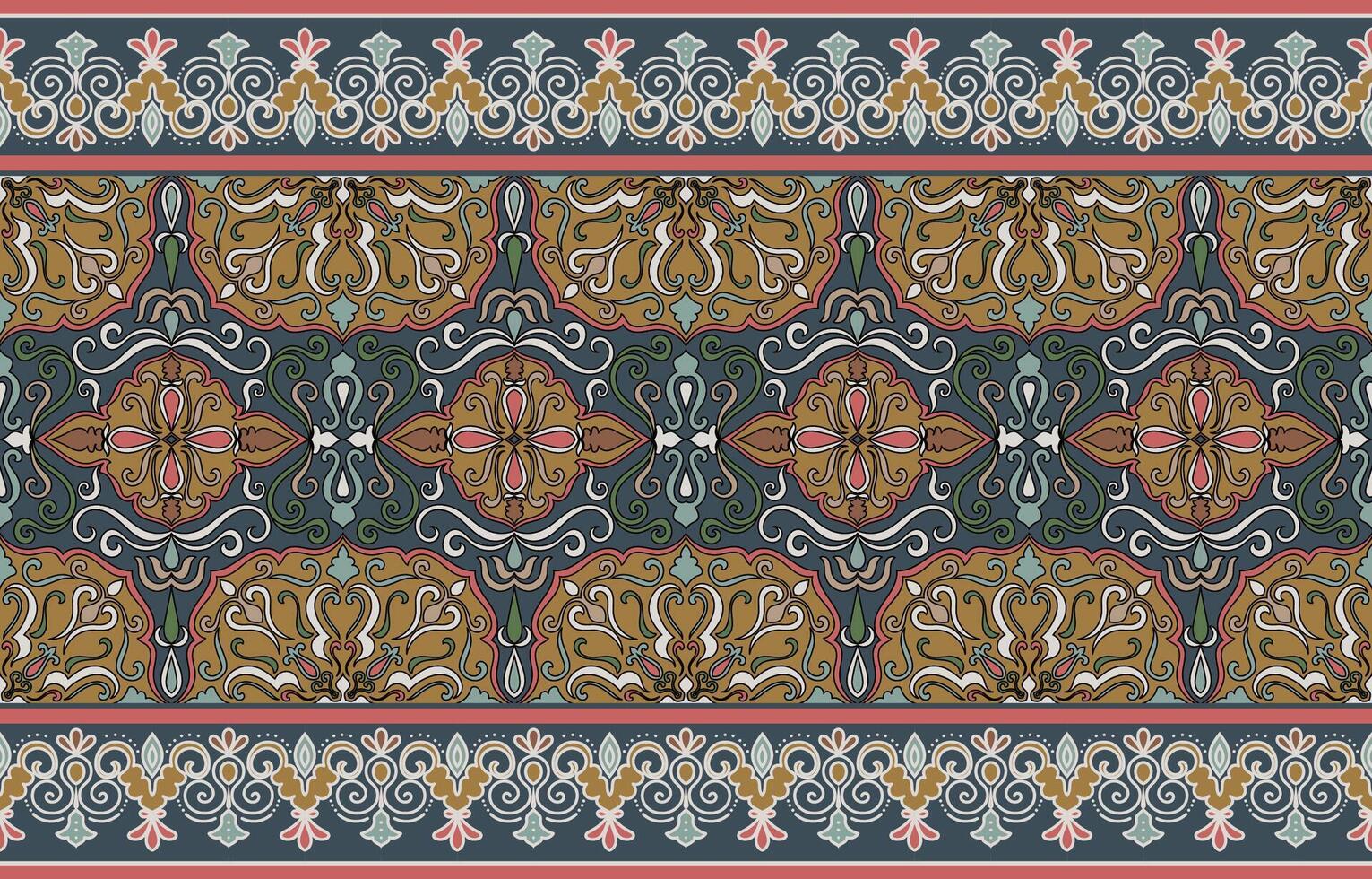 Seamless ethnic tribal fabric pattern, border, frame, tapestry vector