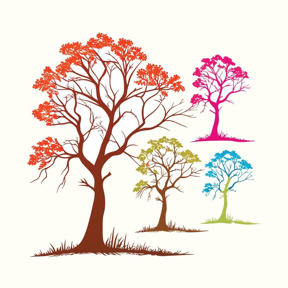 Creative Color tree set design vector