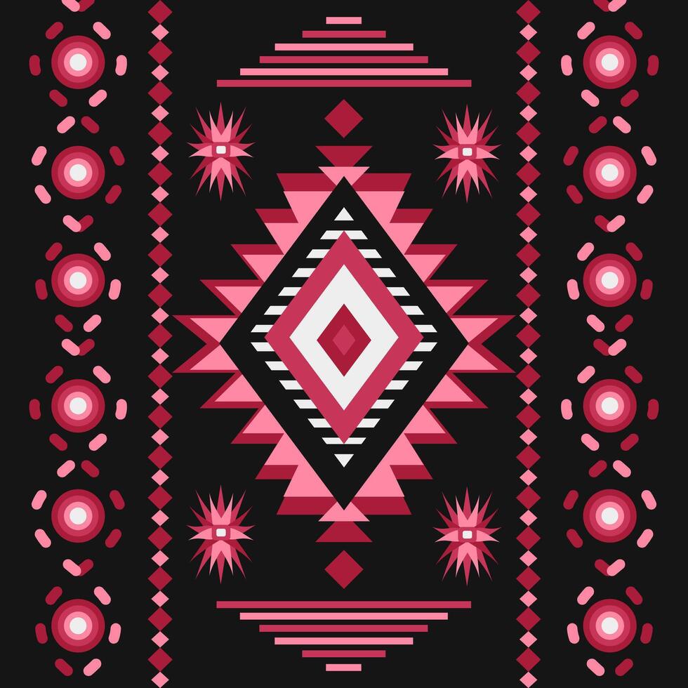 Black Pink pattern fabric, Native American tribal fabric, tile, carpet, , illustration design vector