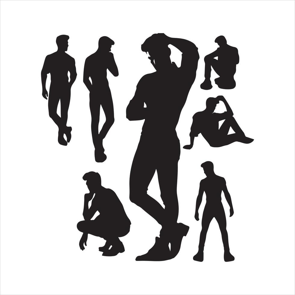 Man poses Style silhouette white background vector