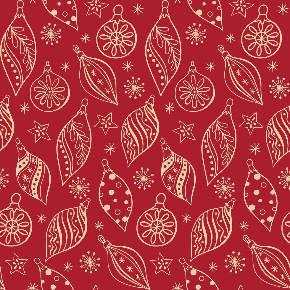 Seamless Christmas Patterns On Red Background vector