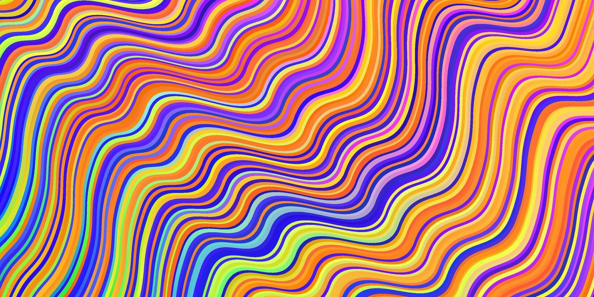 Dark Multicolor backdrop with curved lines. vector