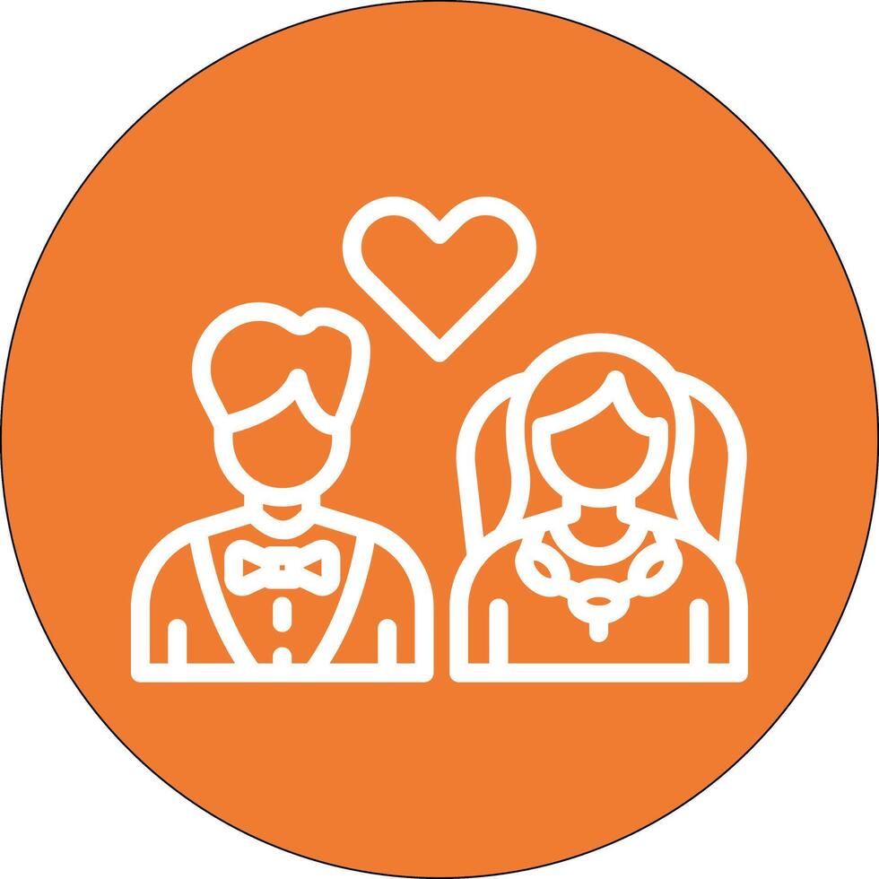 Wedding Couple Line Circle Filled Icon vector