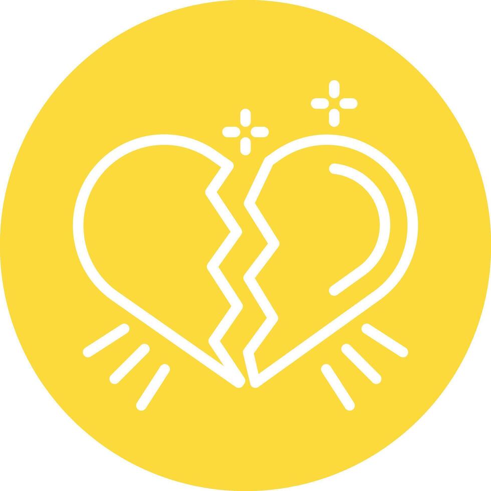 Broken Heart Line Circle Filled Icon vector