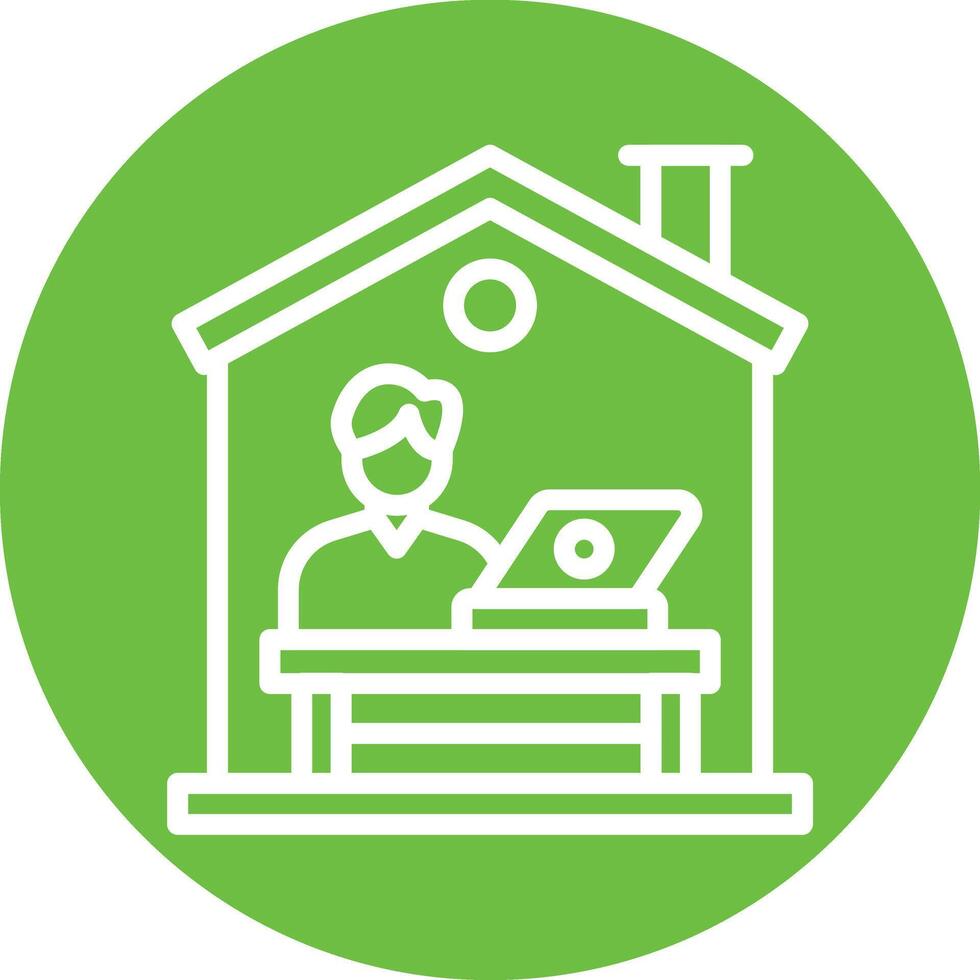 Home Office Line Circle Filled Icon vector