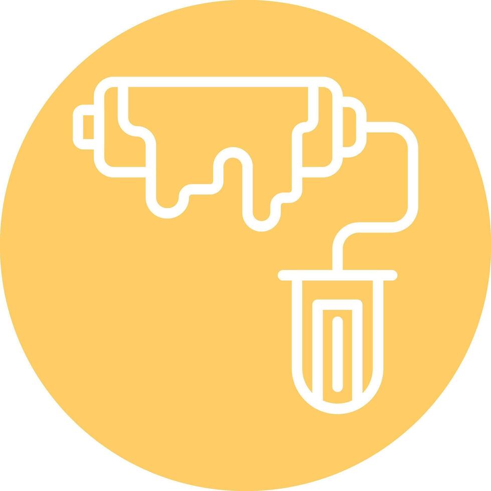 Paint Roller Line Circle Filled Icon vector