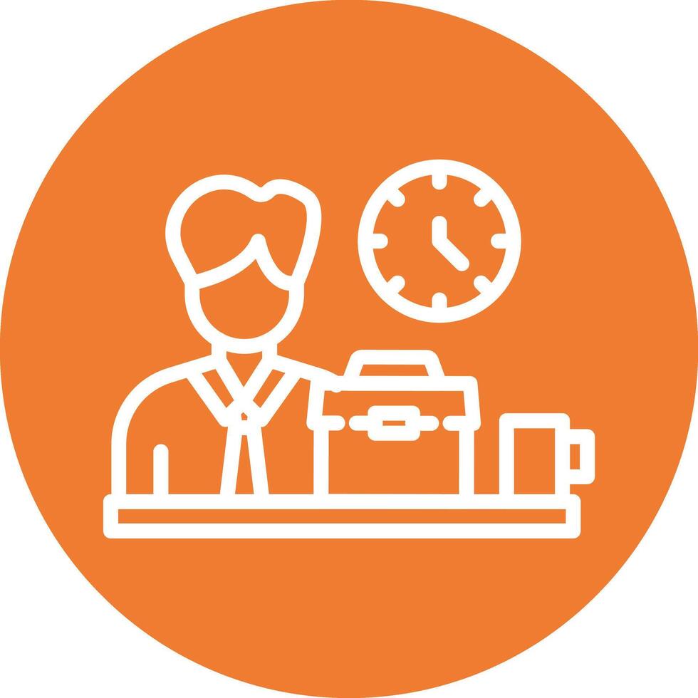 Working Man Line Circle Background Icon vector