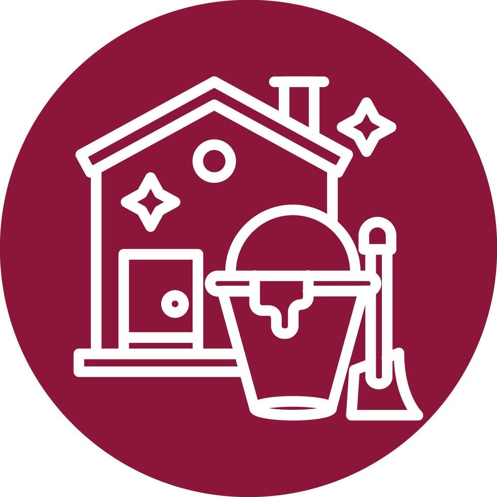 Clean House Line Circle Filled Icon vector