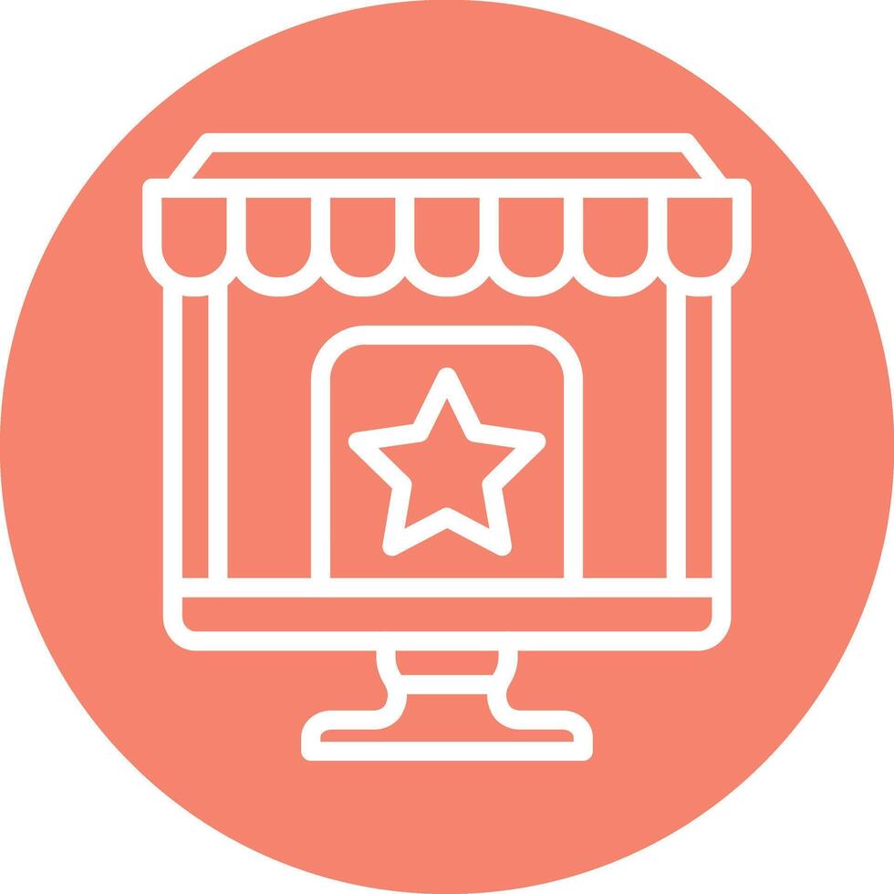 Favourite Store Line Circle Background Icon vector