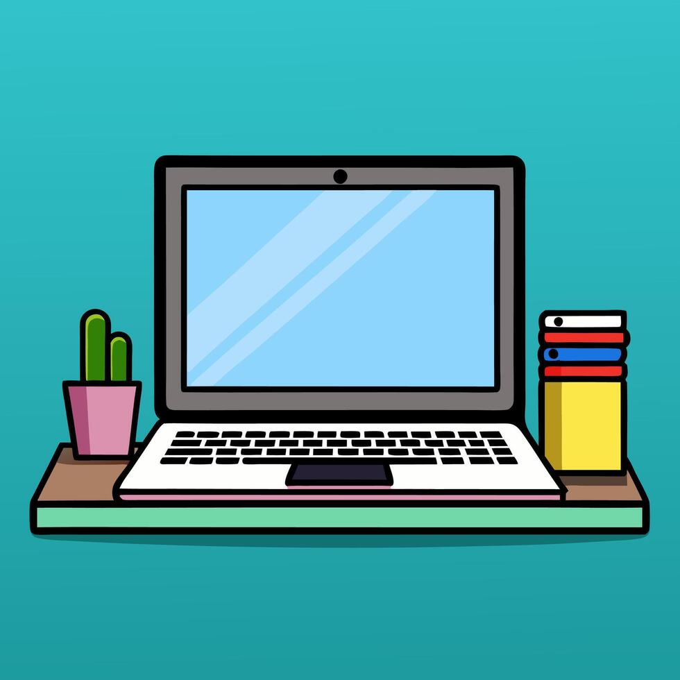 Computer laptop with blank empty screen vector