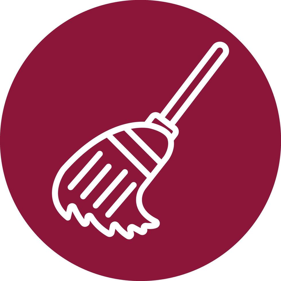 Broom Line Circle Background Icon vector