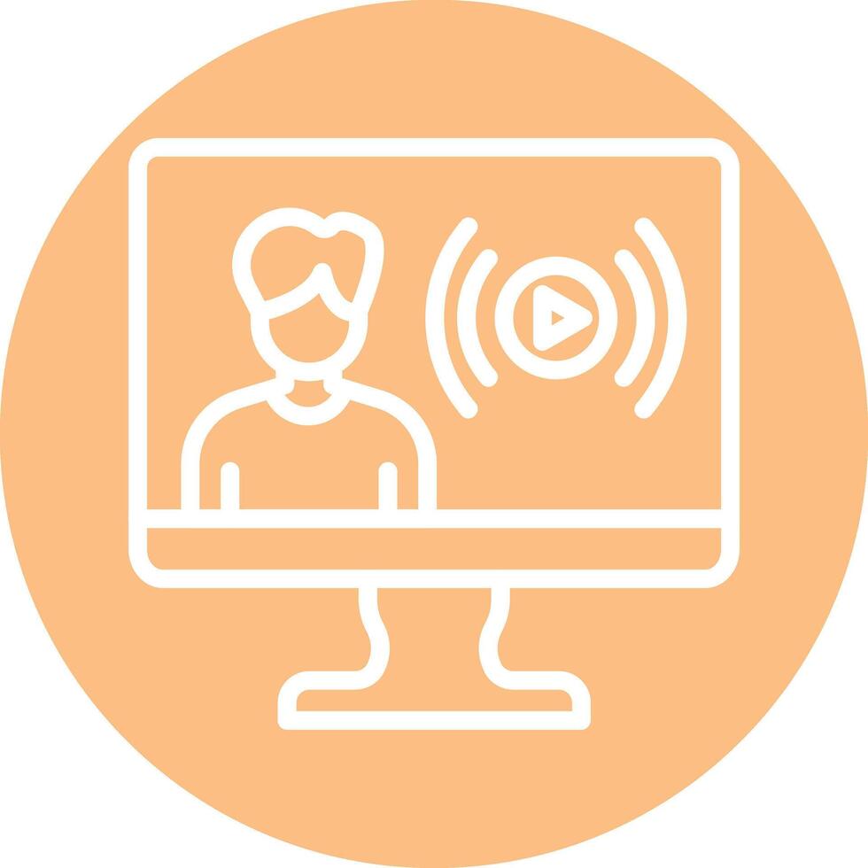 User Live Streaming Line Circle Filled Icon vector