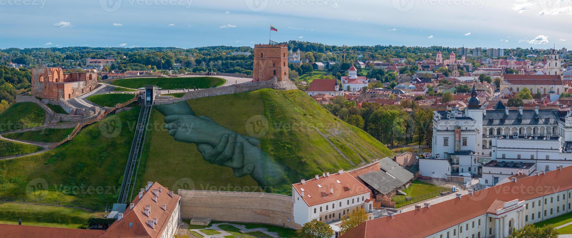 Aerial View of Gediminas' Tower and Cityscape in Vilnius, Lithuania photo