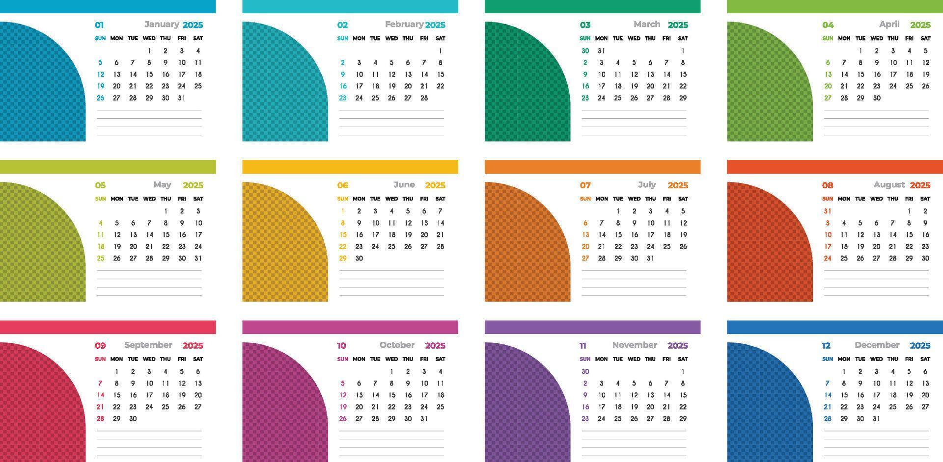 Modern Desk Calendar Design Template Year 2025 vector