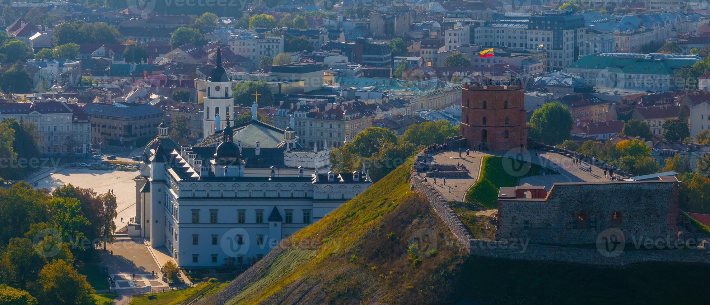 Aerial View of Gediminas' Tower and Vilnius Cathedral in Lithuania photo