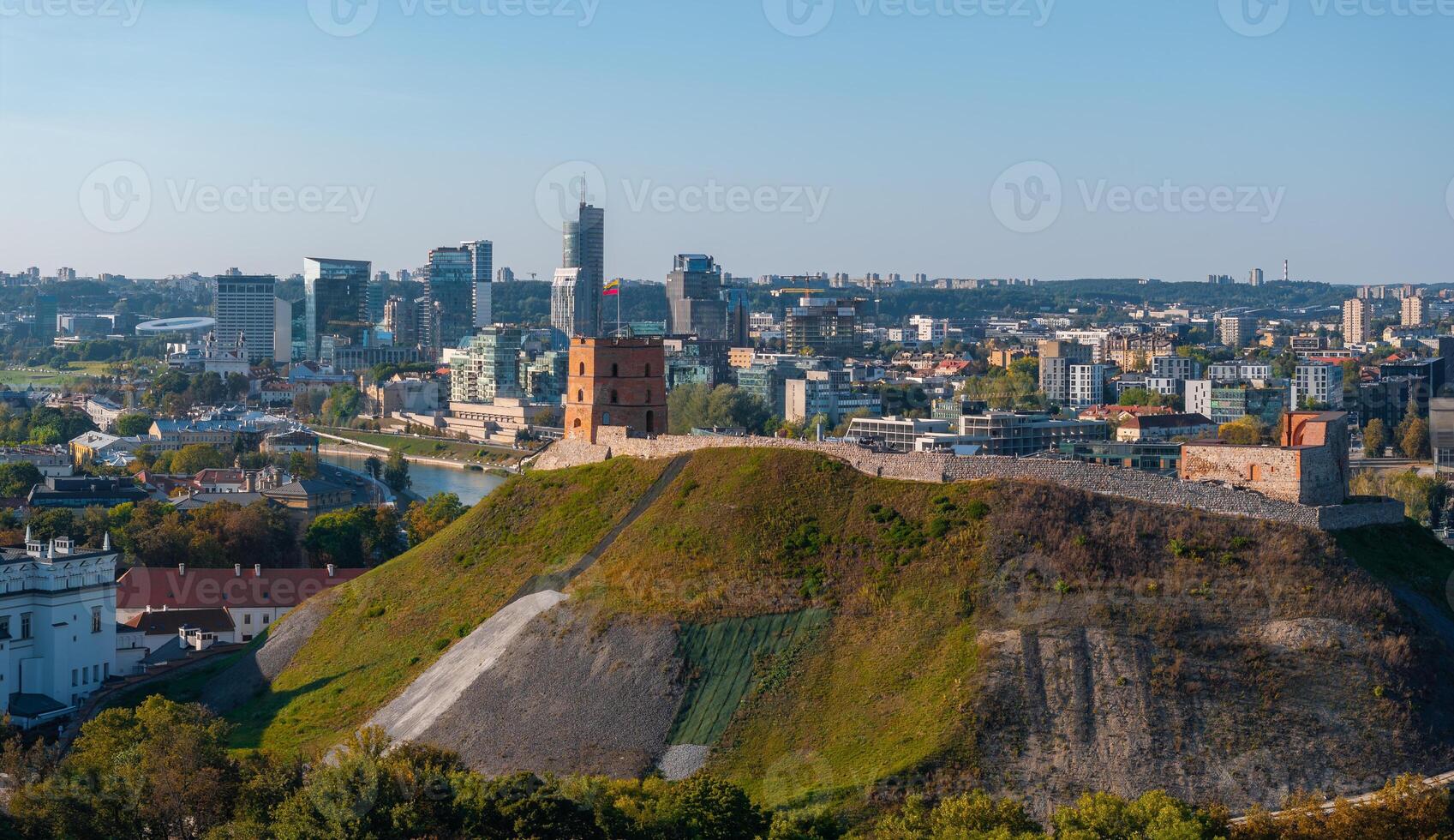 Aerial View of Gediminas' Tower and Vilnius Cityscape, Lithuania photo