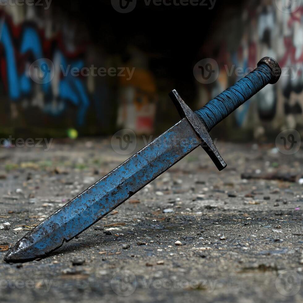 Abandoned dagger on the ground photo