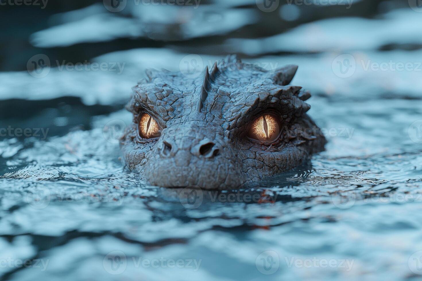 Mysterious crocodile eyes in the water photo