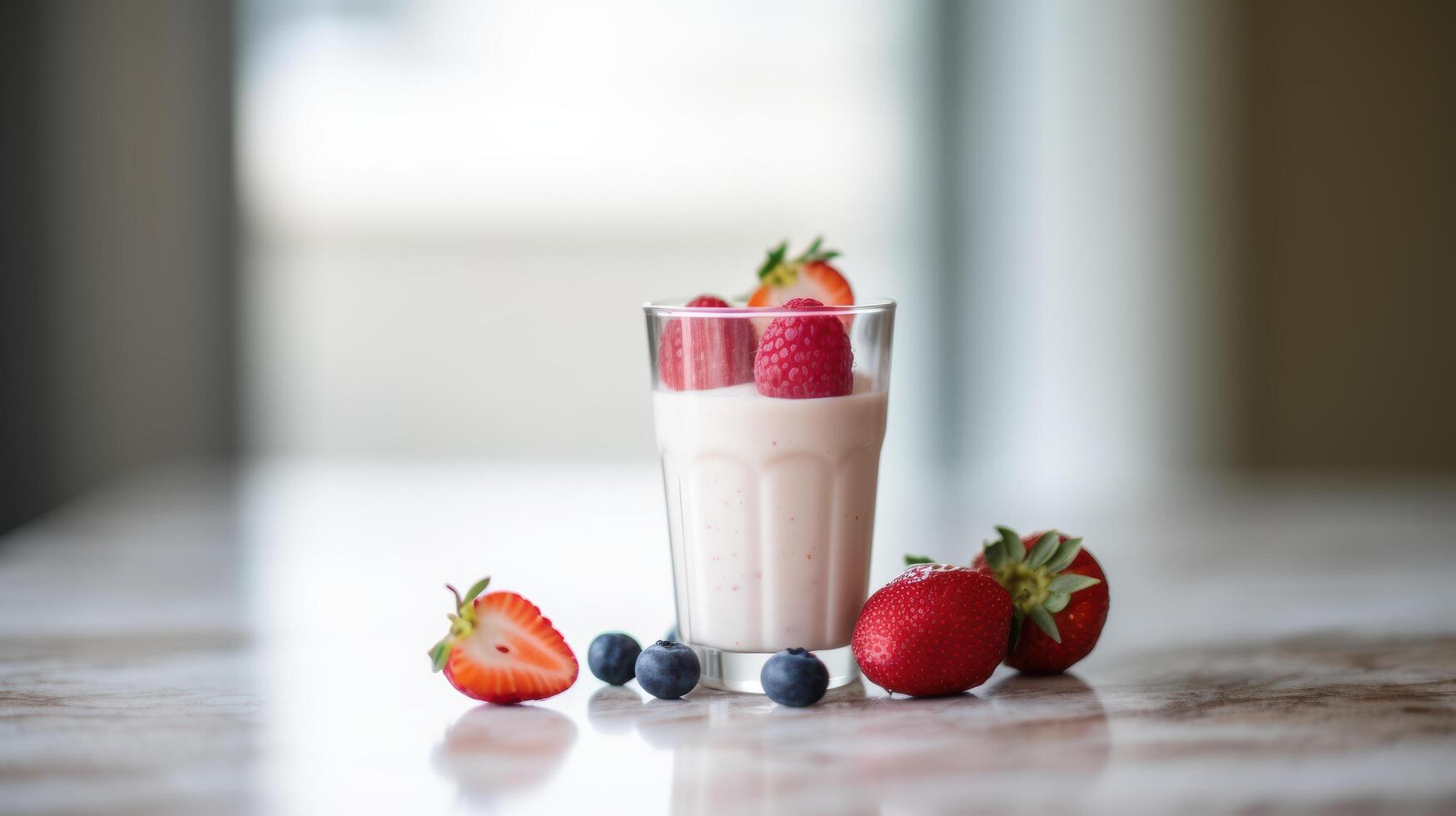 Refreshing fruit smoothie with berries photo