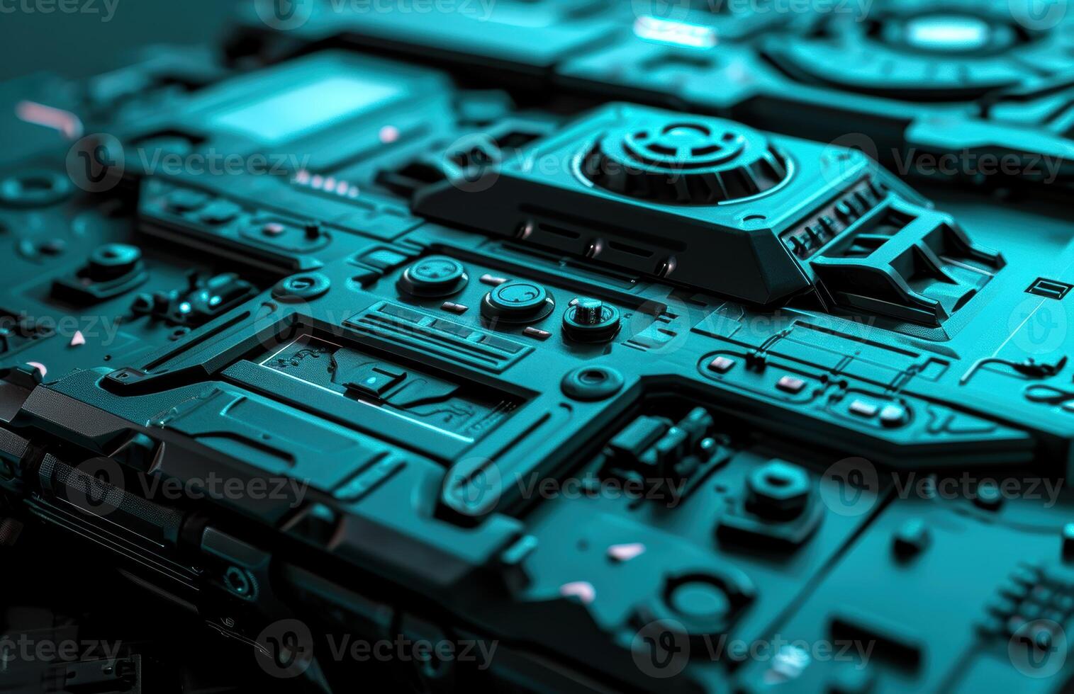 Closeup of futuristic electronic circuit board photo