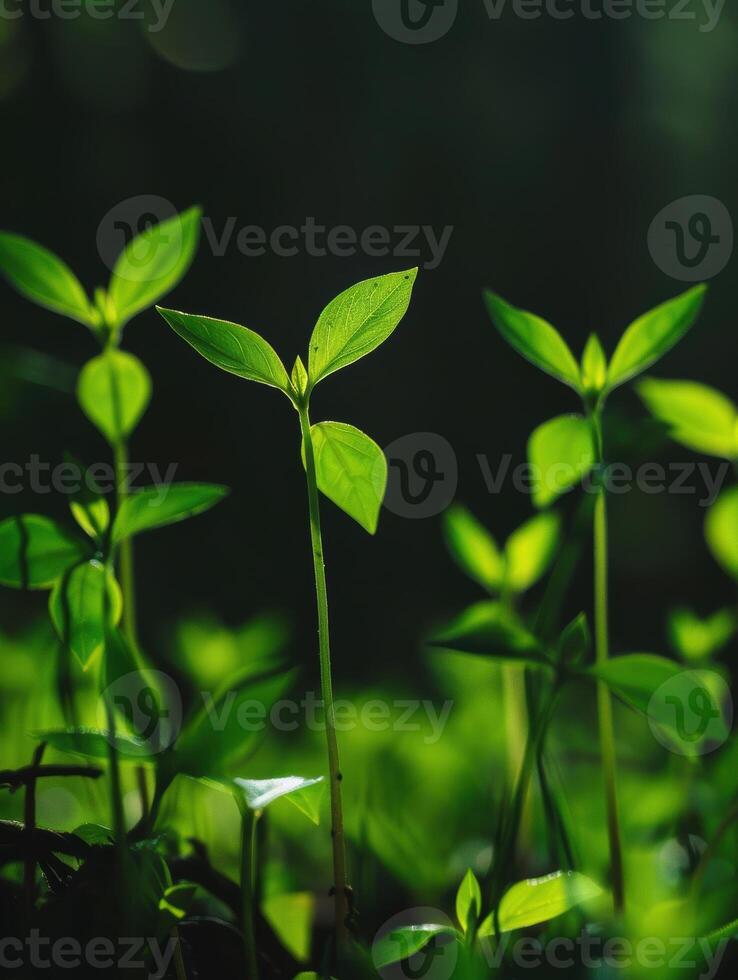 Vibrant green leaves in nature photo