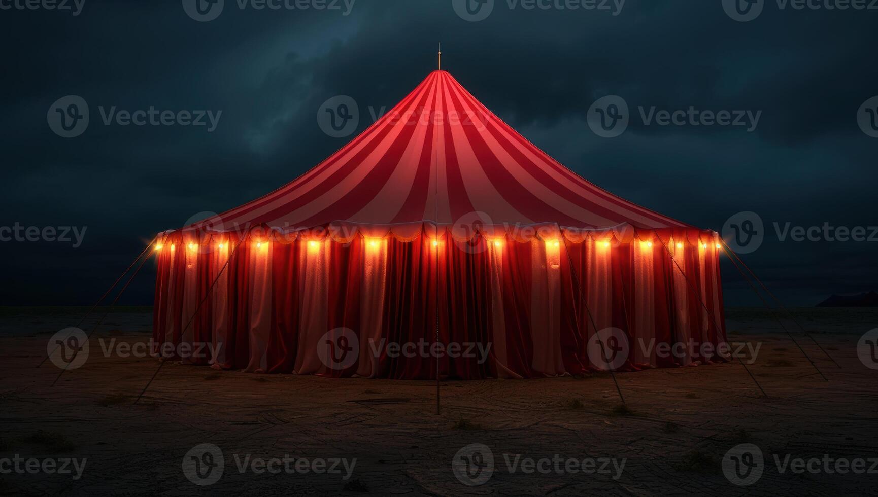 Illuminated circus tent in the night photo