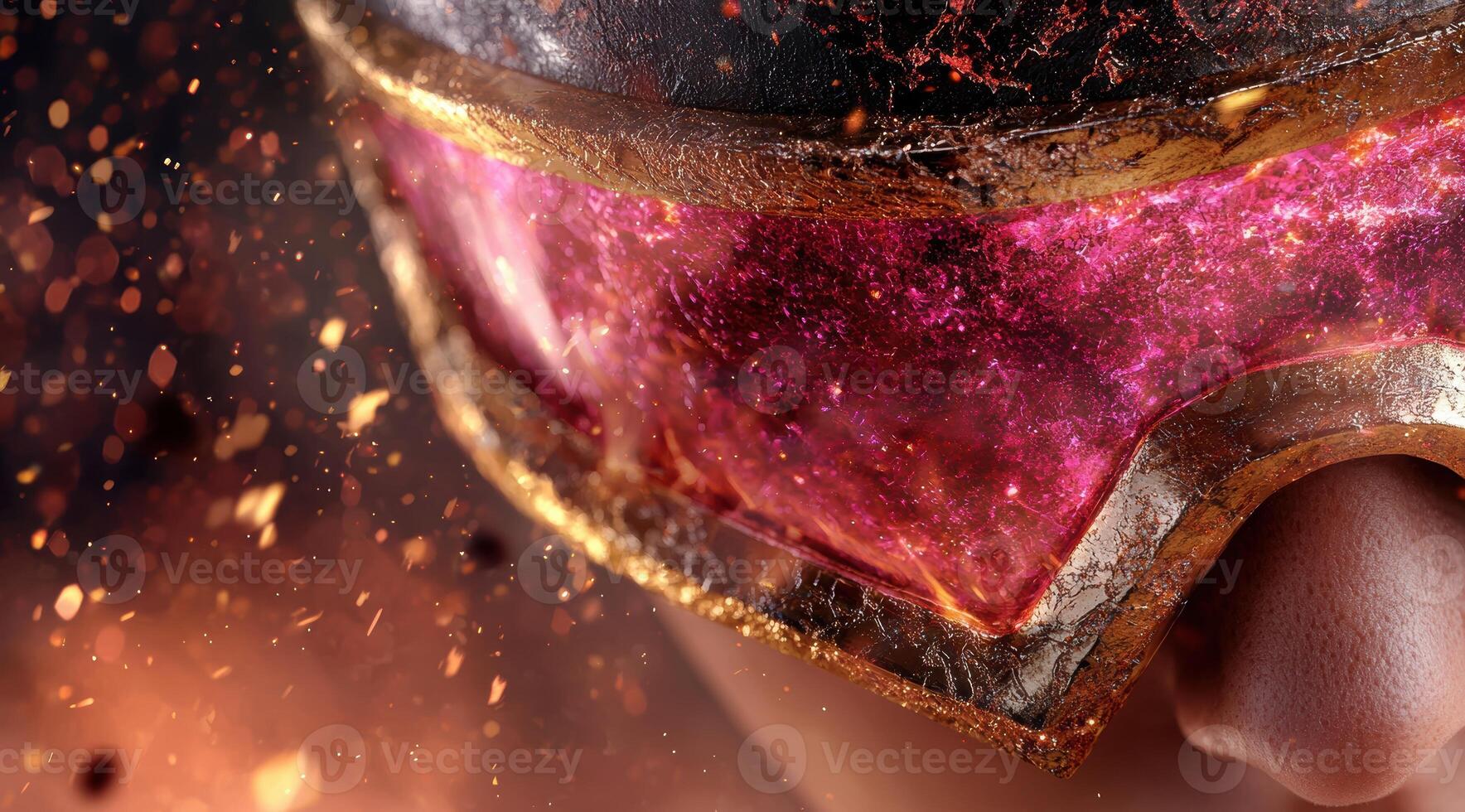Vibrant crystal formation with sparkling particles photo