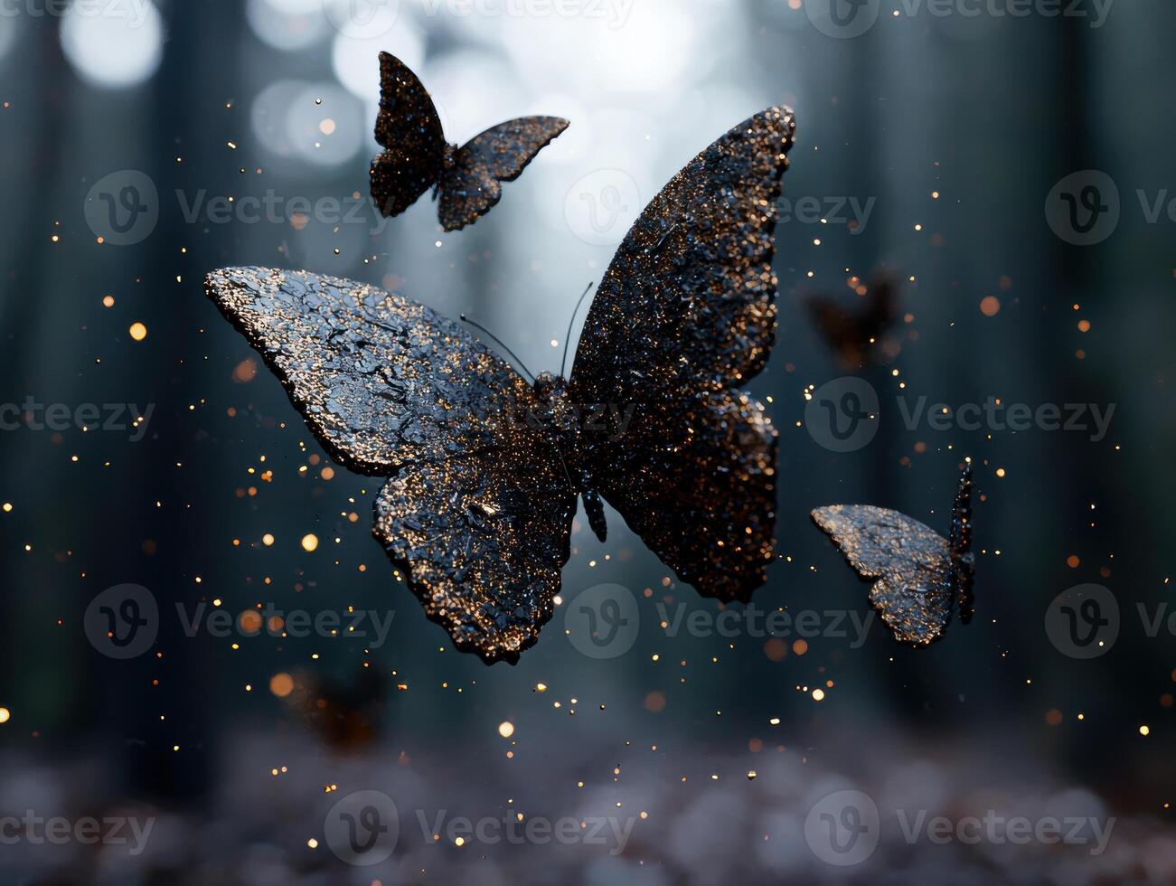Sparkling butterflies in the night photo