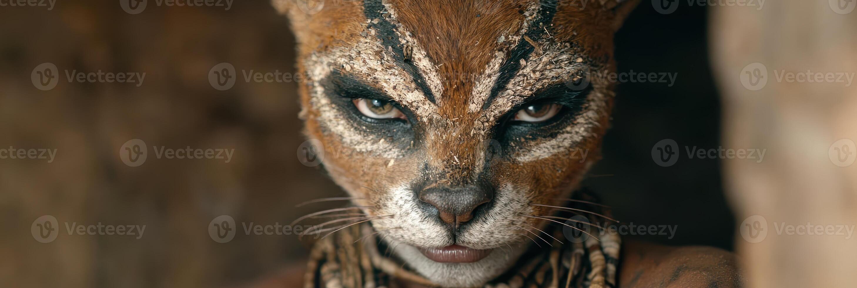 fierce feline face close up photo