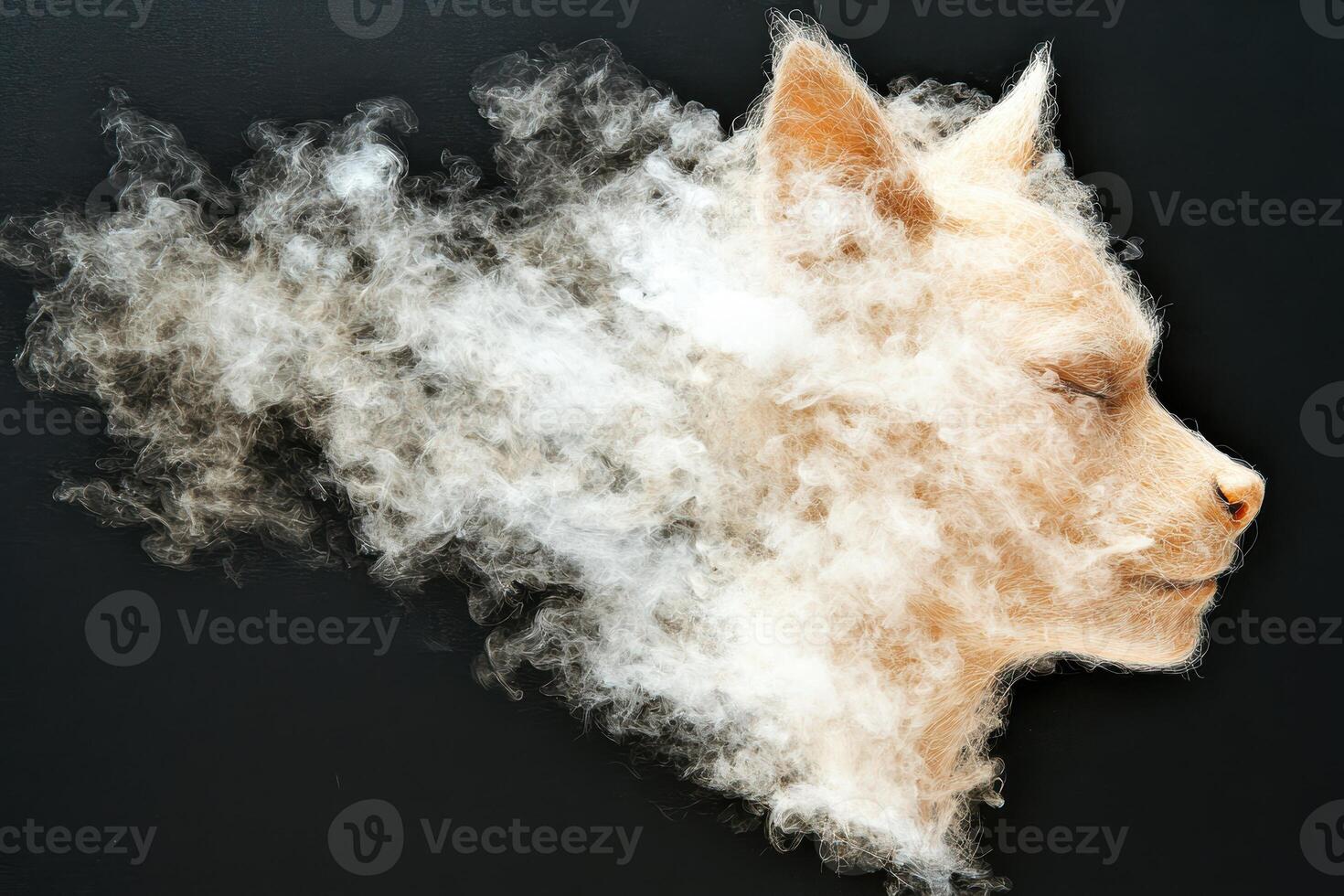 Fluffy dog shedding fur photo